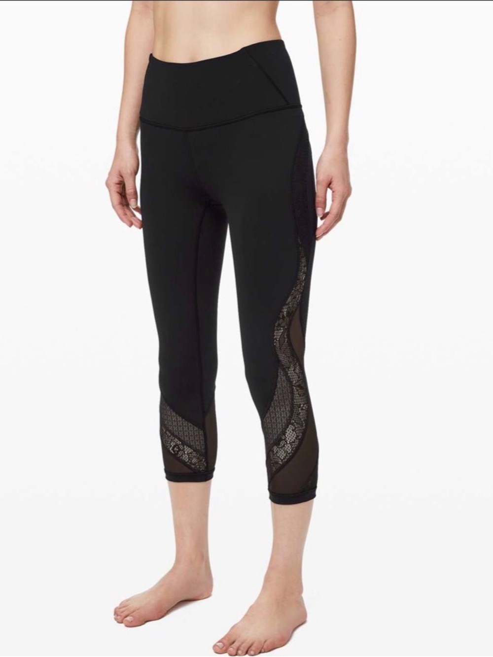 Lululemon Wunder Under Crop 21" *Lace - Black - Sz 10